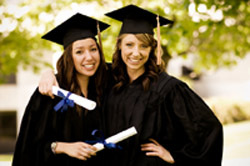 Two female college graduates majoring in science engineering mathematics